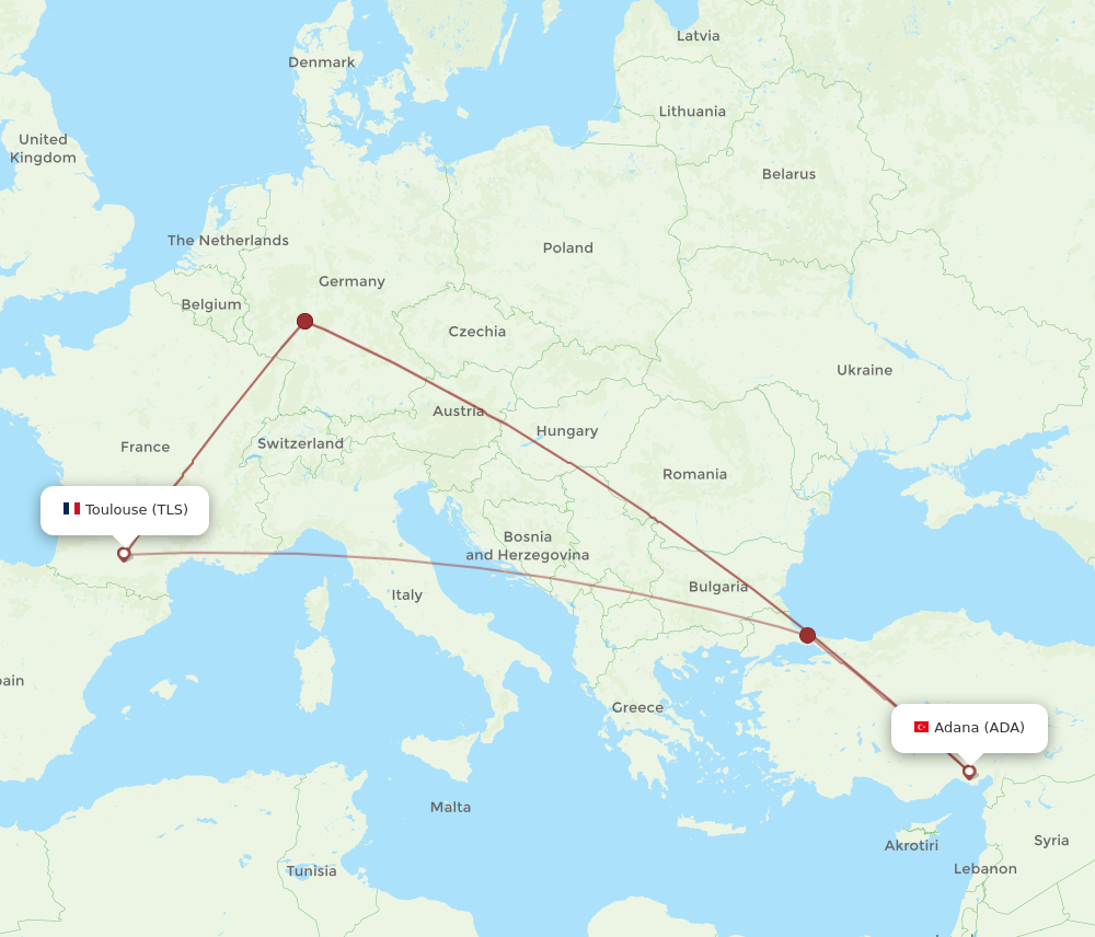 ADA to TLS flights and routes map