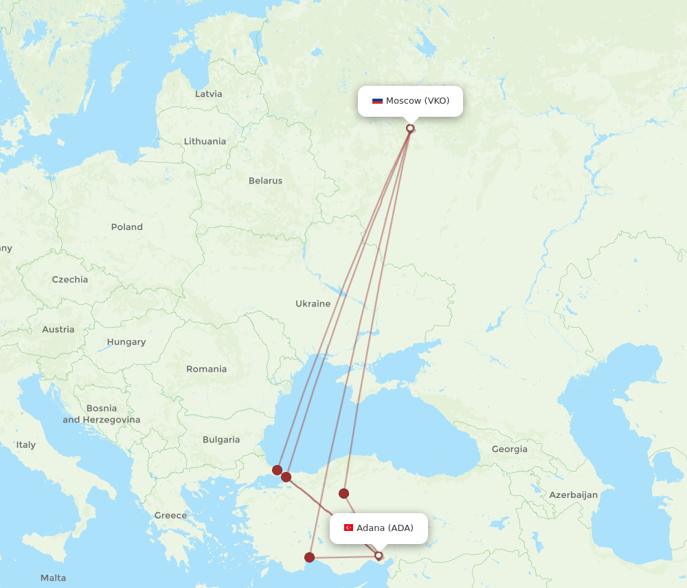 ADA to VKO flights and routes map