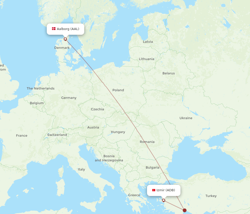 ADB to AAL flights and routes map
