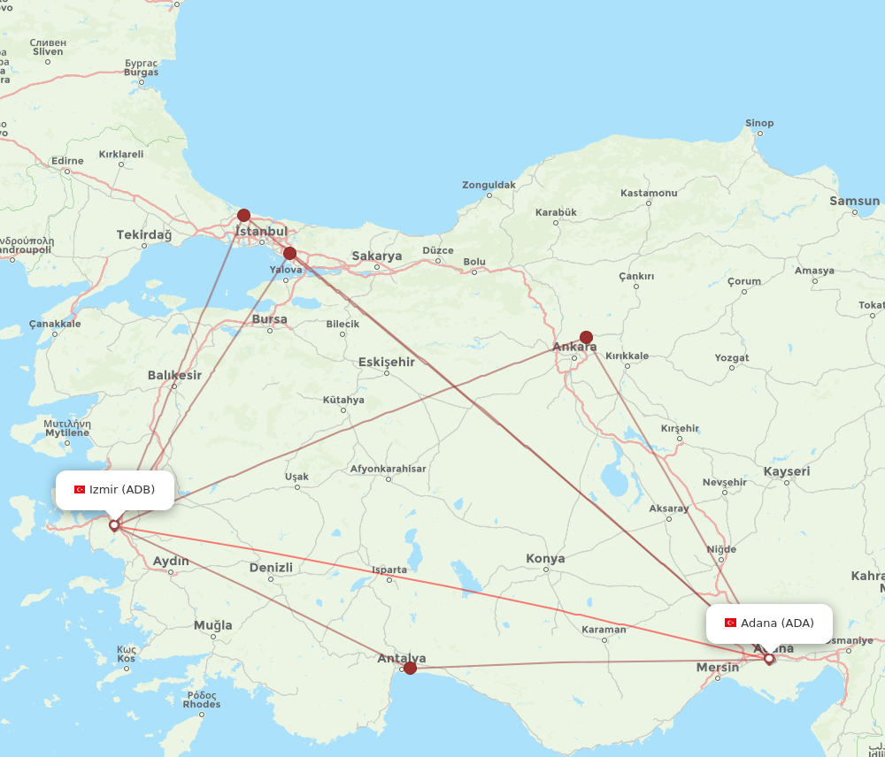 ADB to ADA flights and routes map