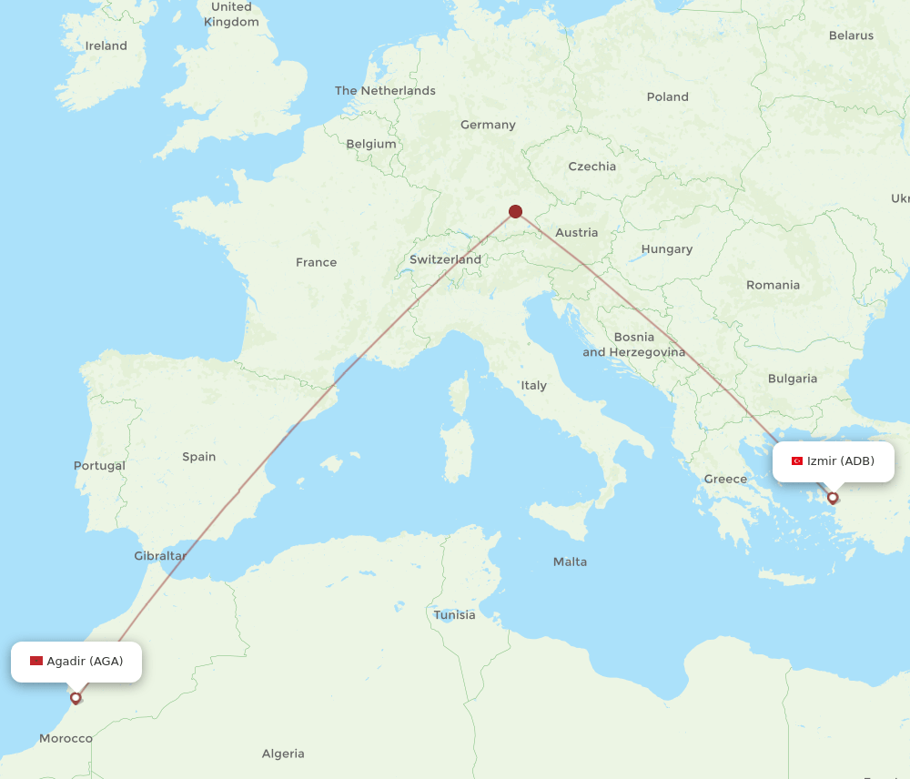 ADB-AGA flight routes