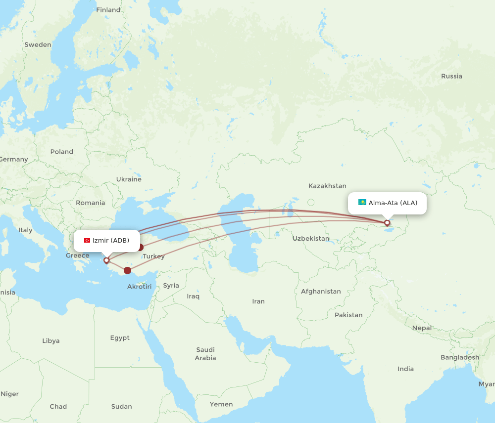 ADB to ALA flights and routes map