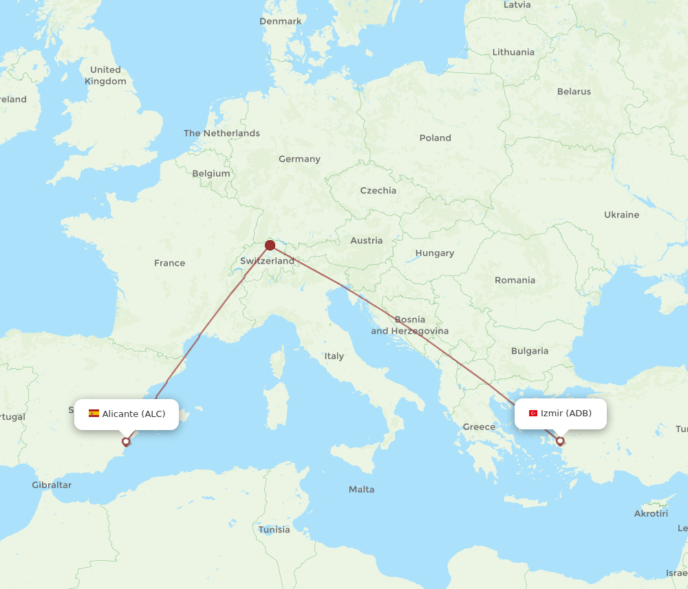 ADB to ALC flights and routes map