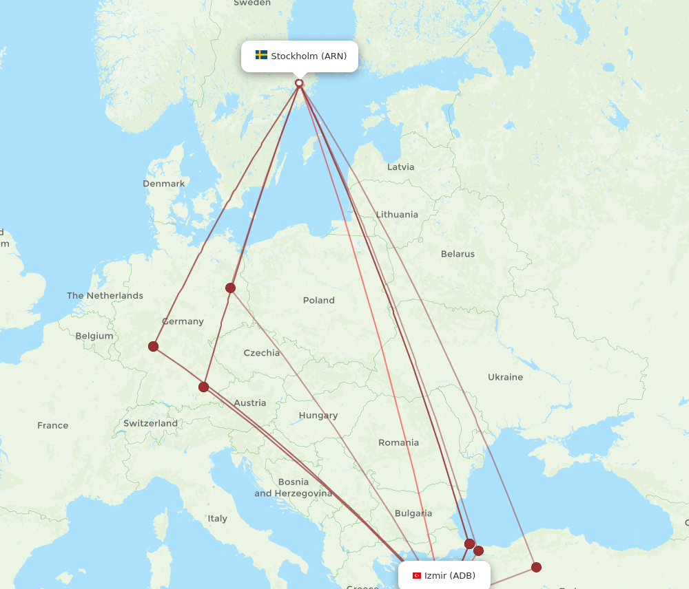 ADB-ARN flight routes