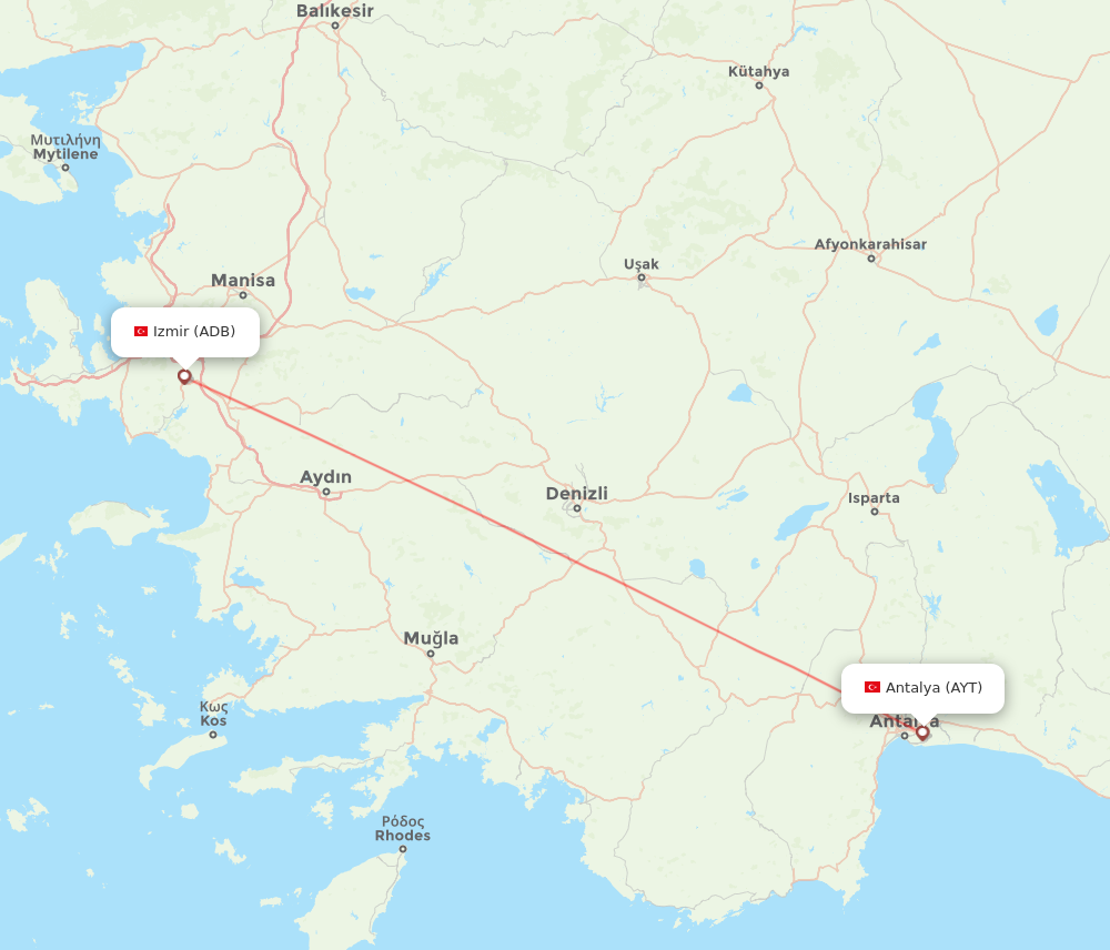 ADB to AYT flights and routes map