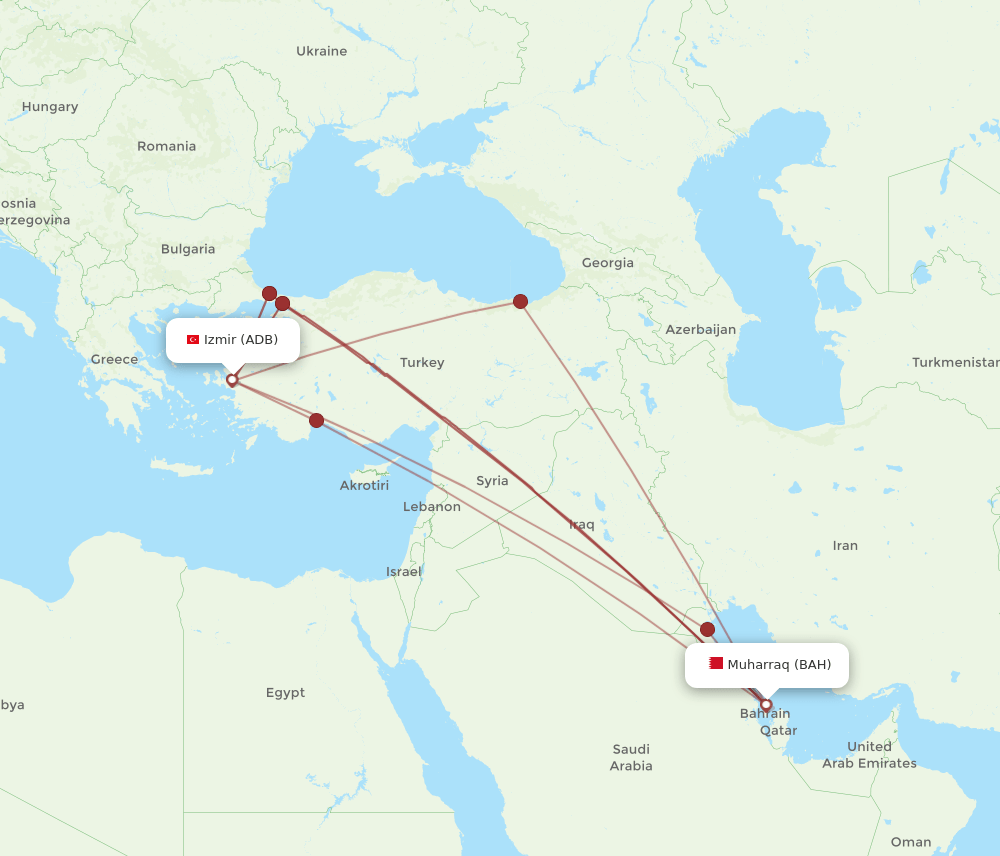 ADB-BAH flight routes