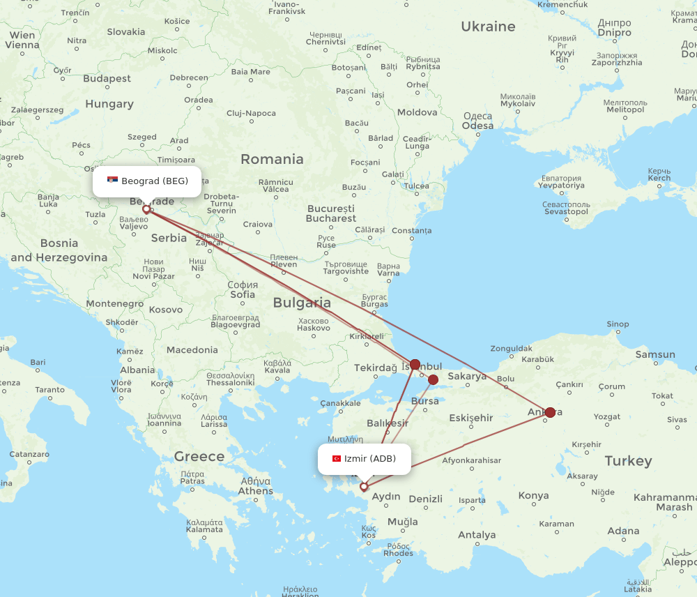ADB-BEG flight routes