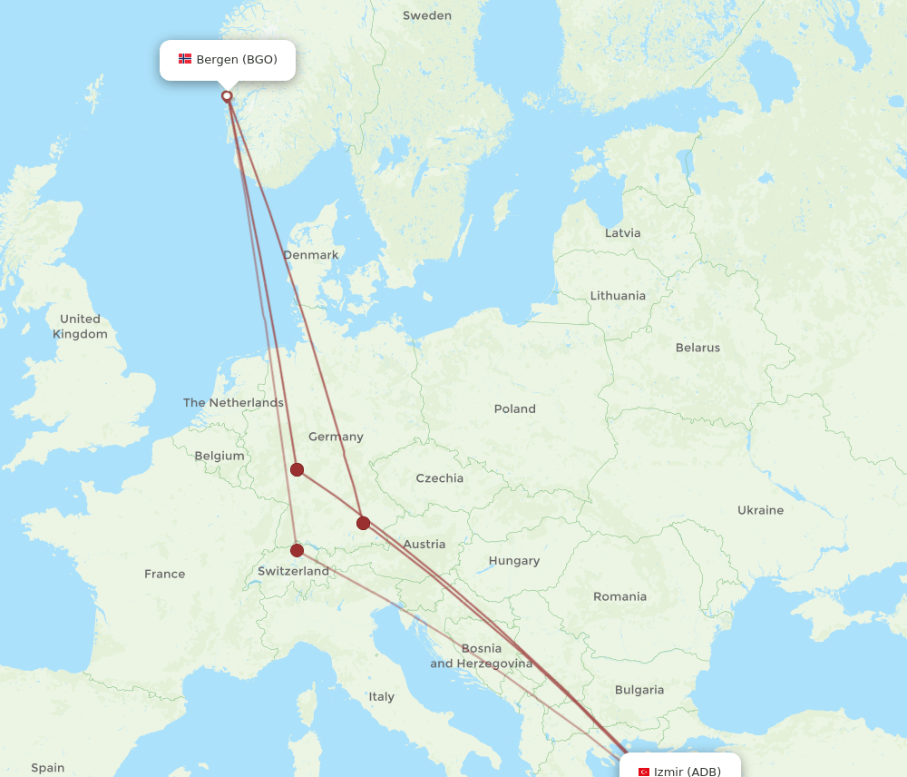 ADB-BGO flight routes