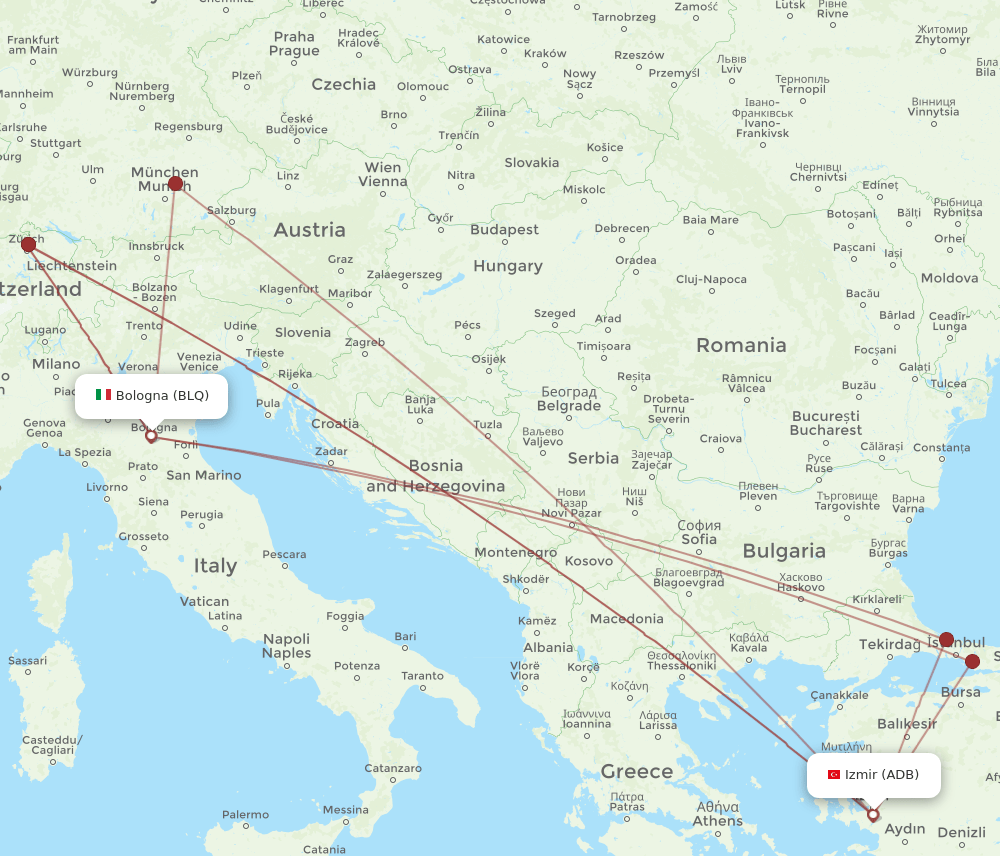 ADB-BLQ flight routes