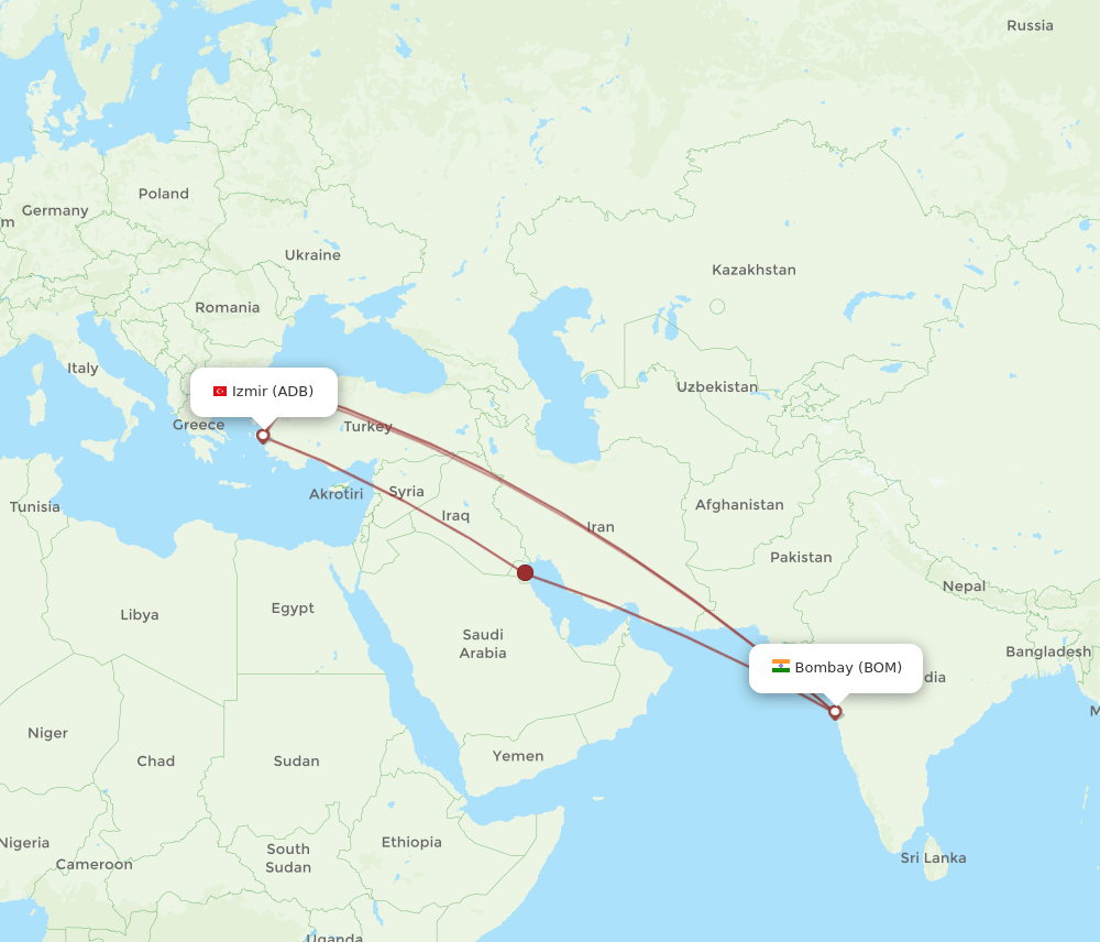 ADB-BOM flight routes