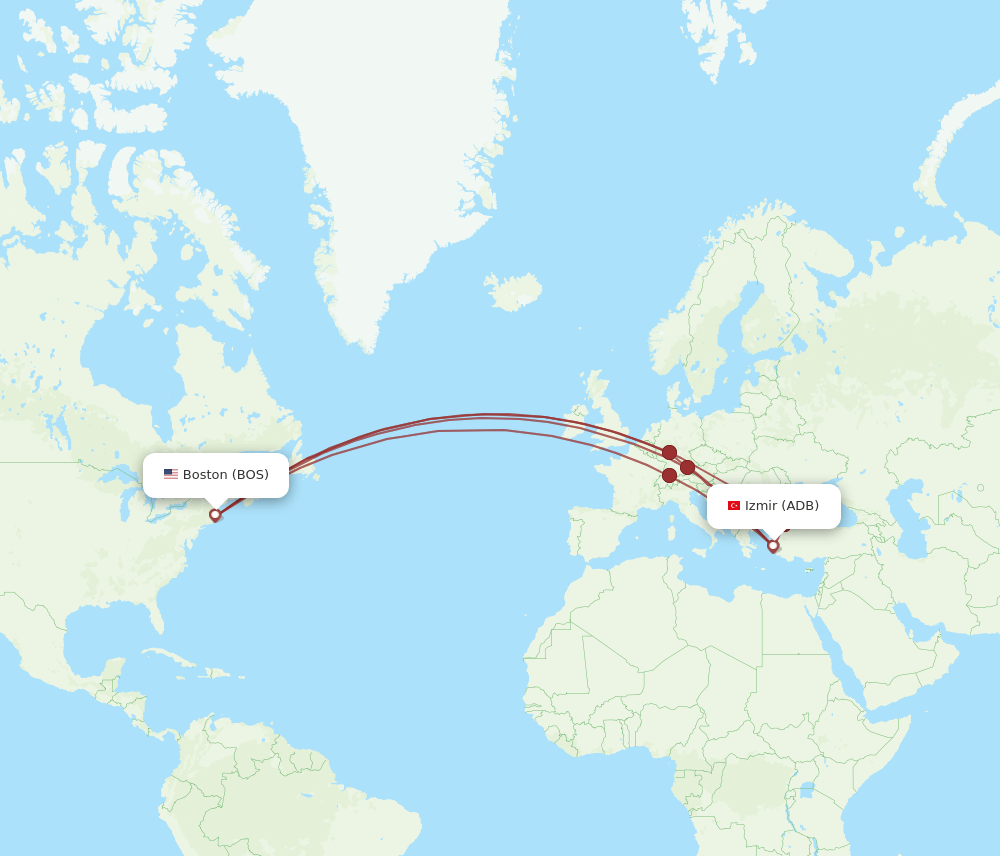 ADB-BOS flight routes