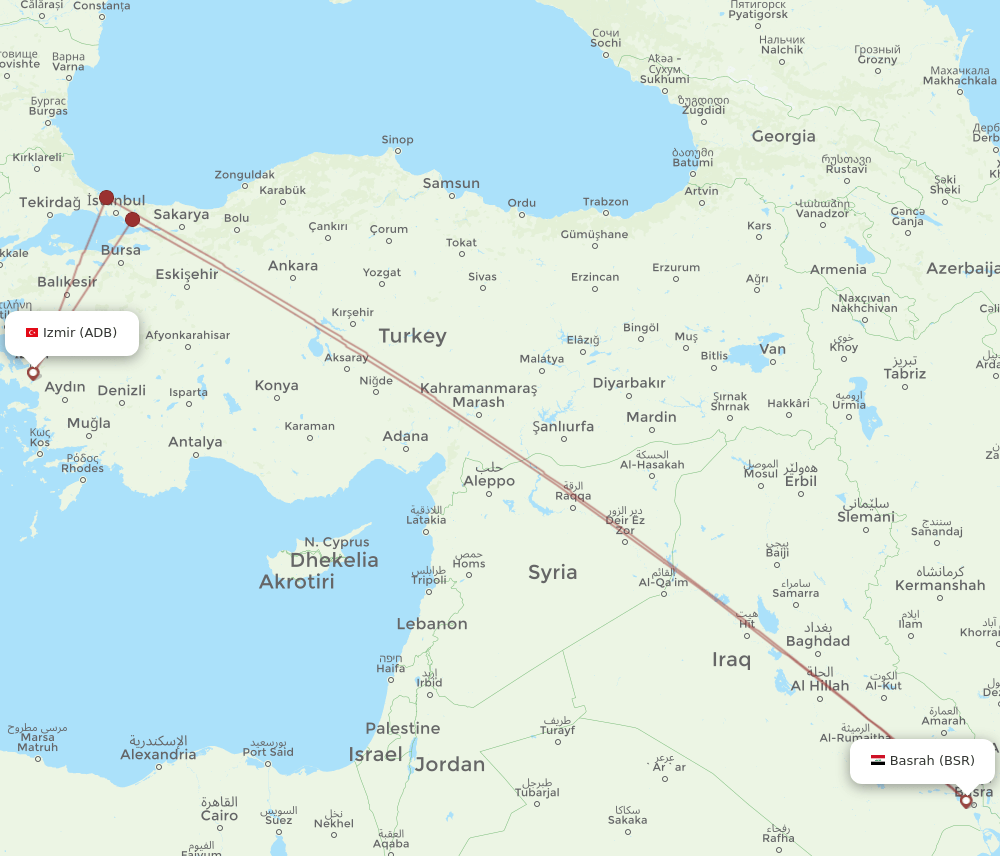 ADB-BSR flight routes