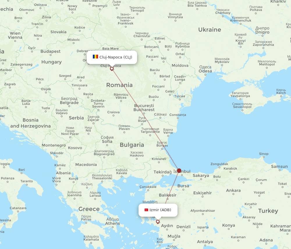 ADB to CLJ flights and routes map