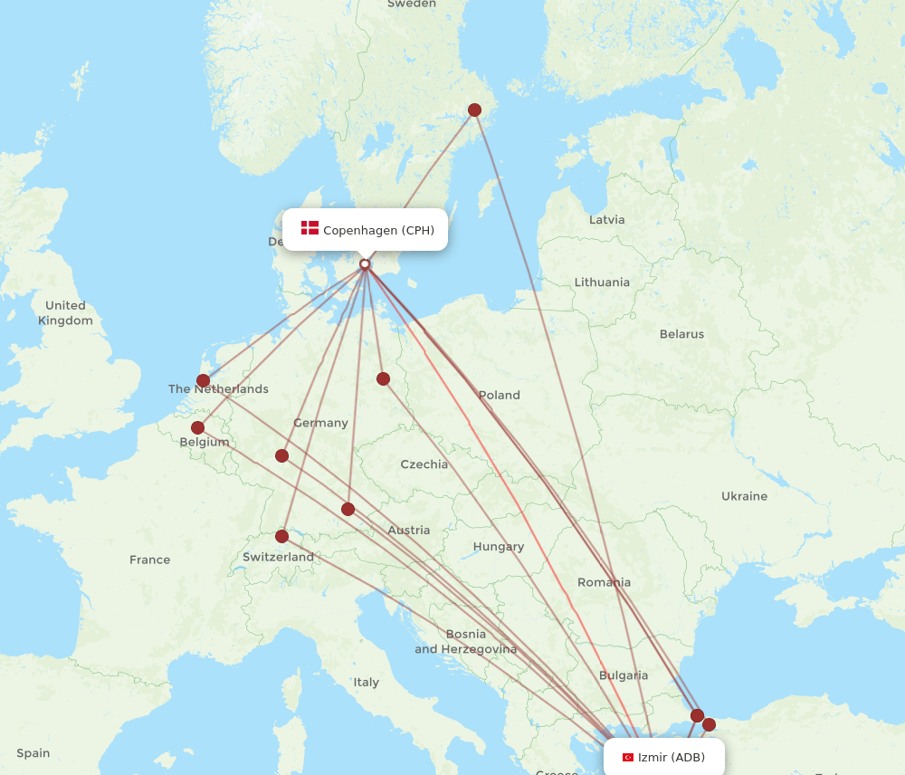 ADB-CPH flight routes