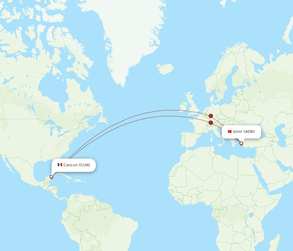 ADB-CUN flight routes