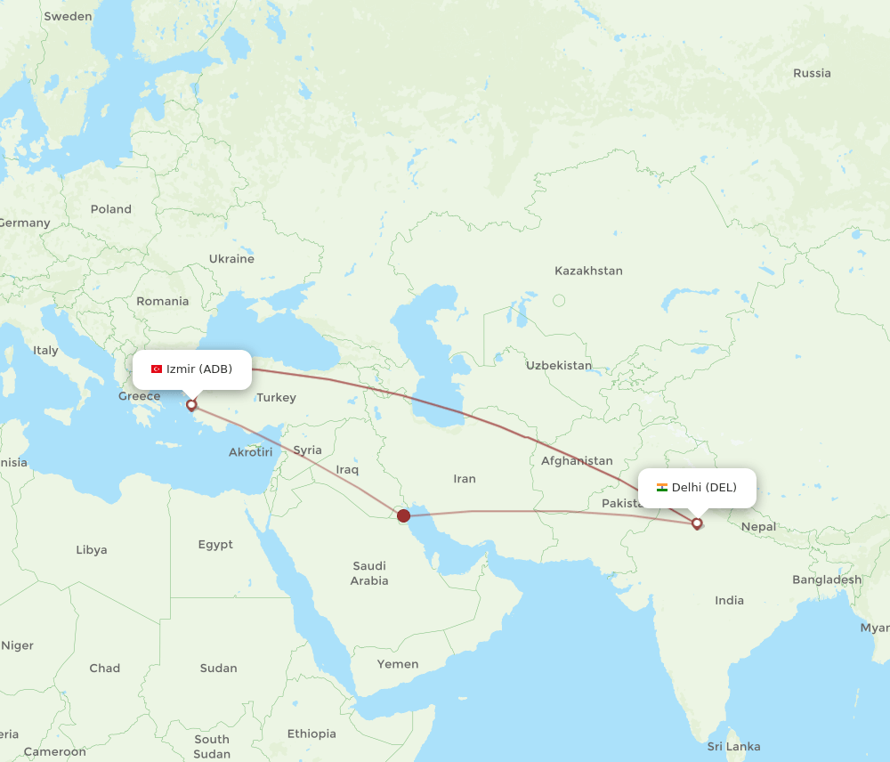 ADB-DEL flight routes