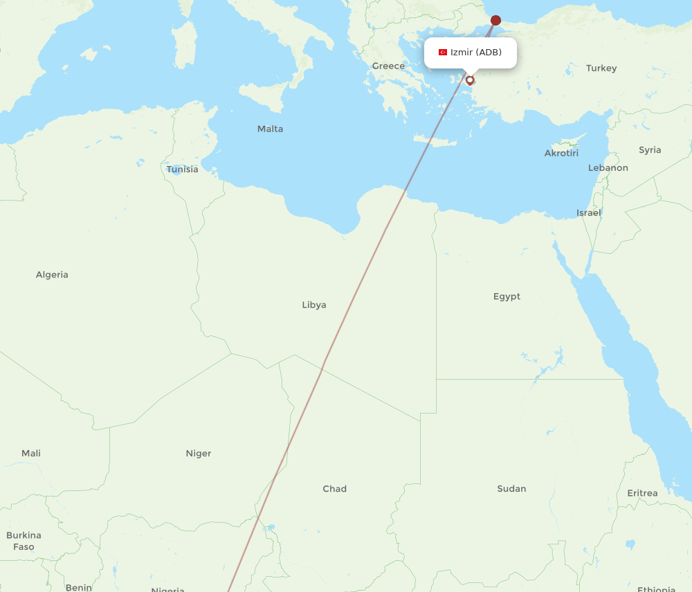 ADB-DLA flight routes