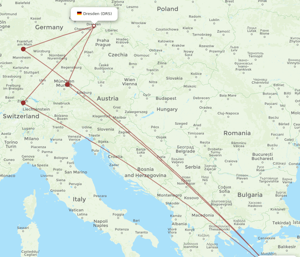 ADB to DRS flights and routes map