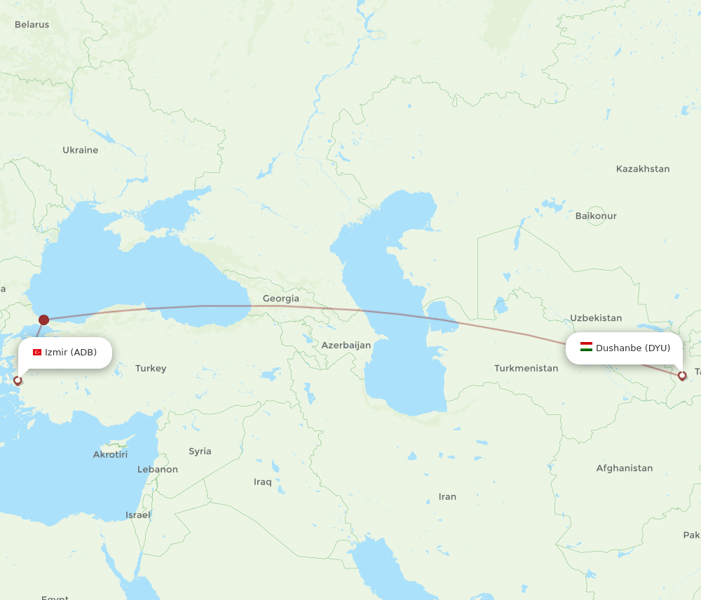 ADB-DYU flight routes