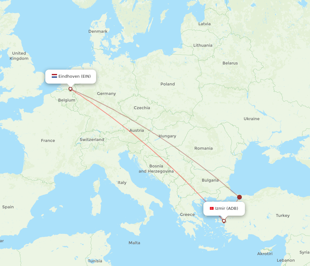 ADB to EIN flights and routes map