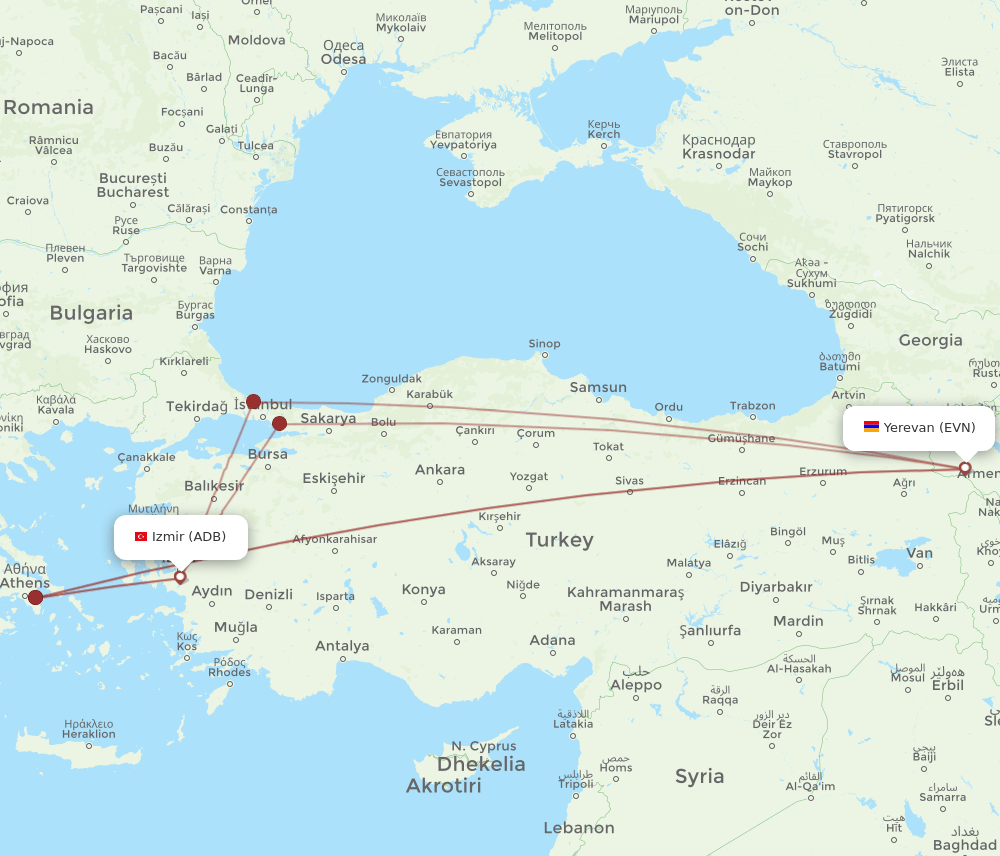 ADB-EVN flight routes