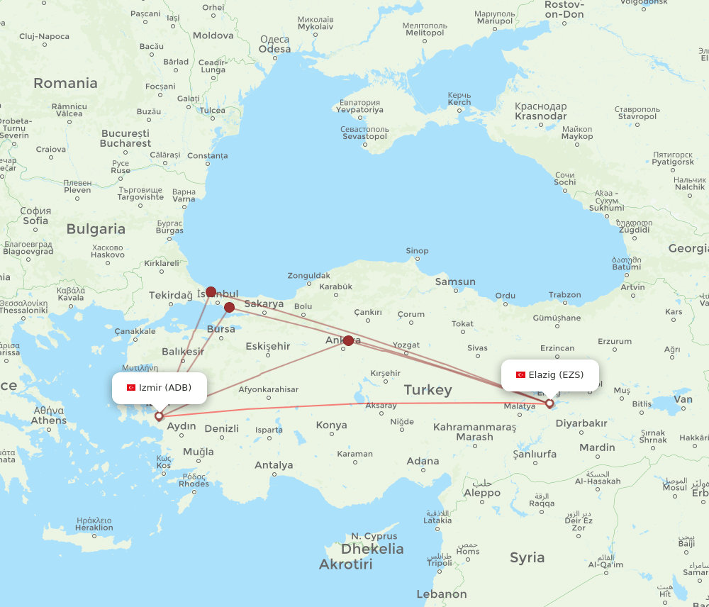ADB-EZS flight routes
