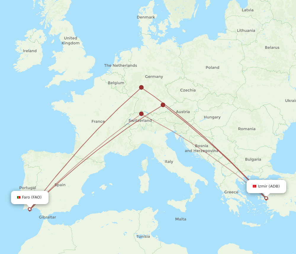 ADB to FAO flights and routes map