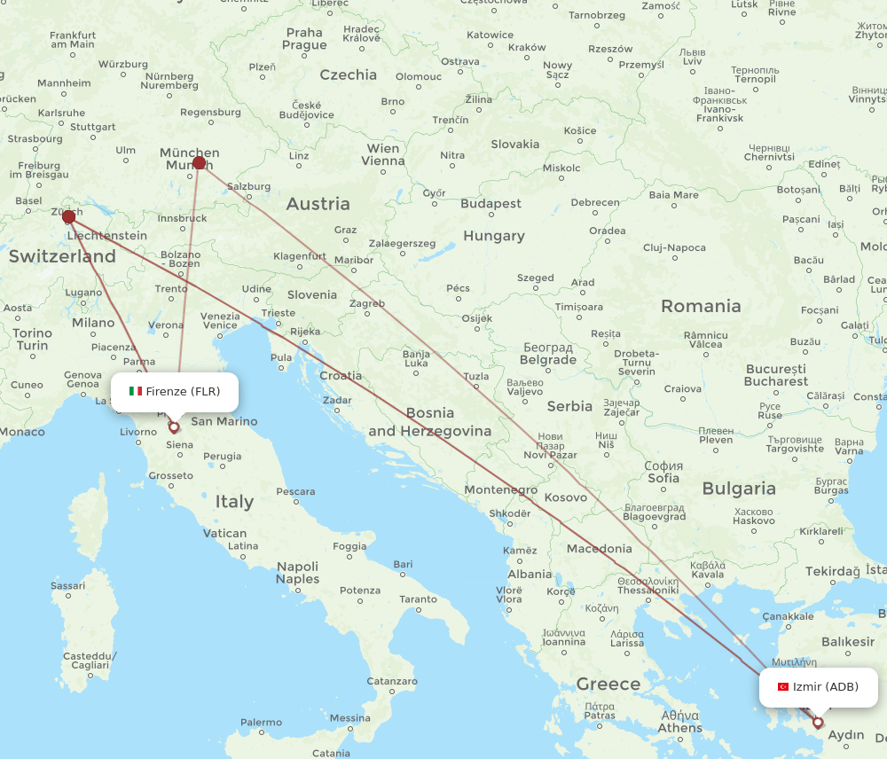ADB-FLR flight routes