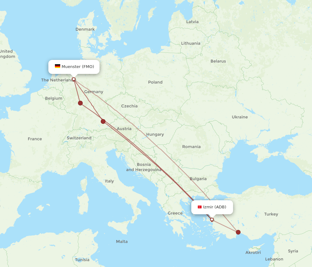 ADB to FMO flights and routes map