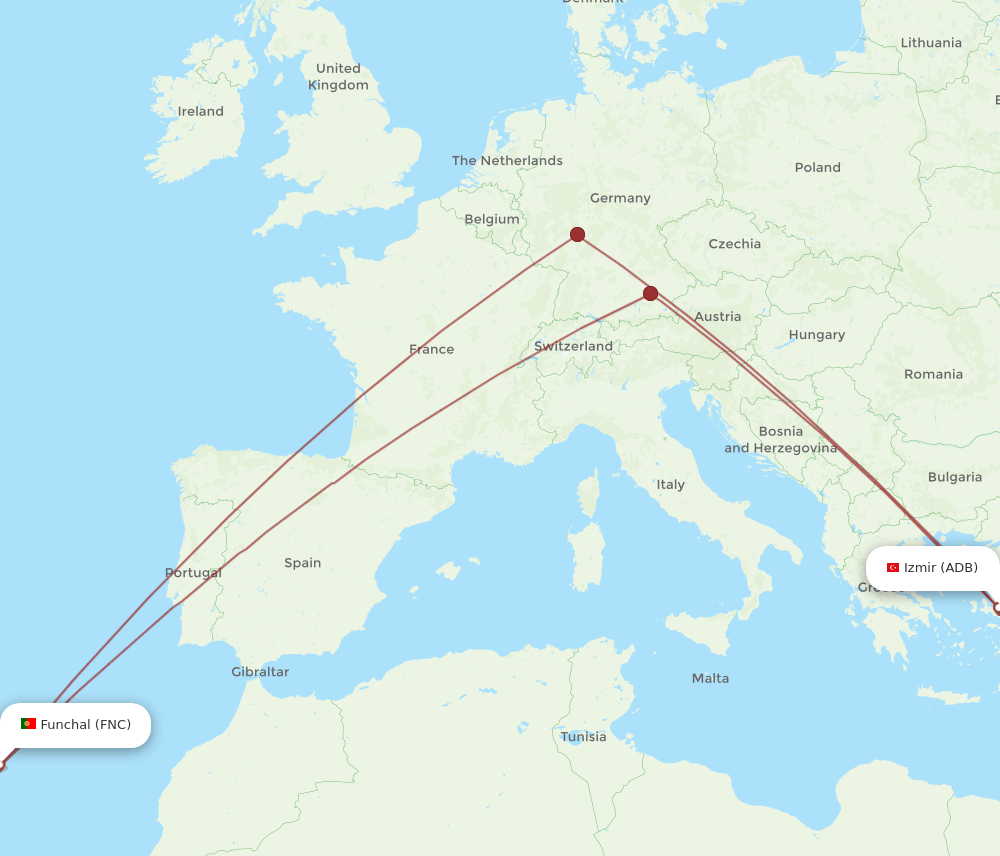 ADB-FNC flight routes