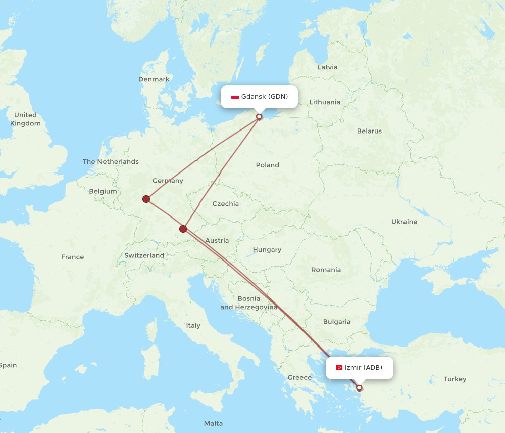 ADB-GDN flight routes