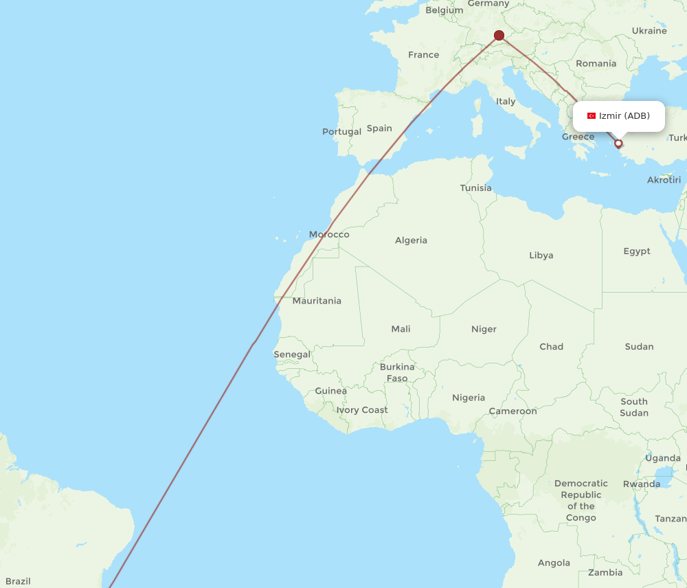 ADB-GIG flight routes