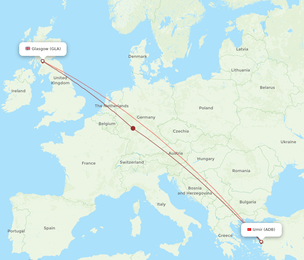 ADB-GLA flight routes