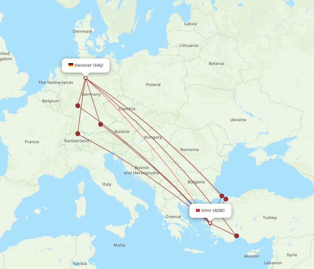 ADB to HAJ flights and routes map