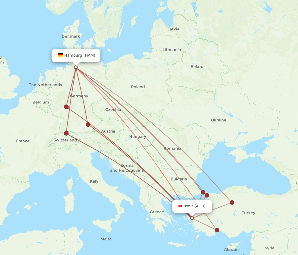 ADB-HAM flight routes