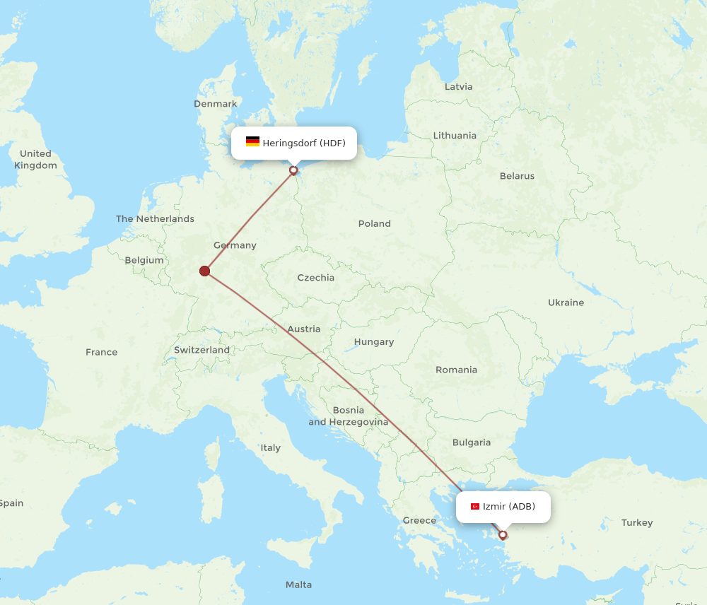 ADB-HDF flight routes