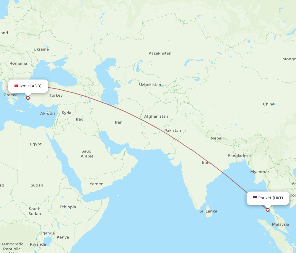 ADB-HKT flight routes