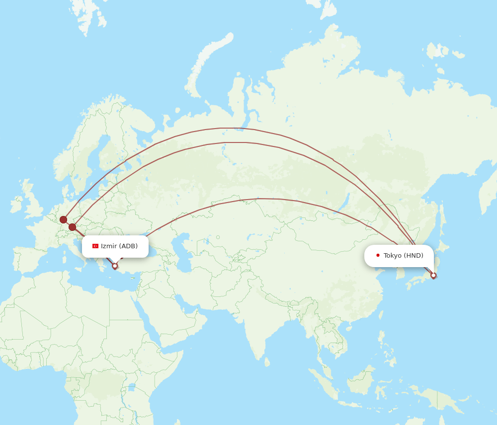 ADB-HND flight routes