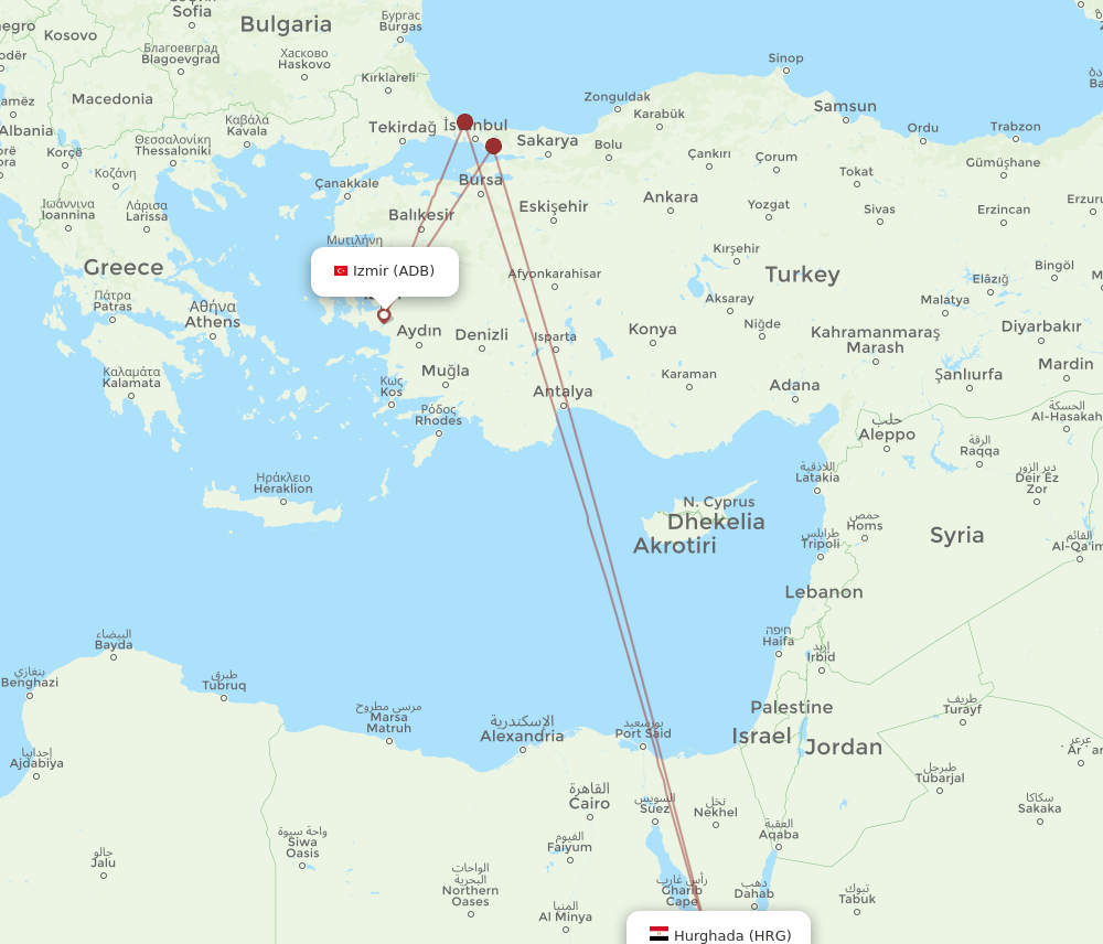 ADB-HRG flight routes