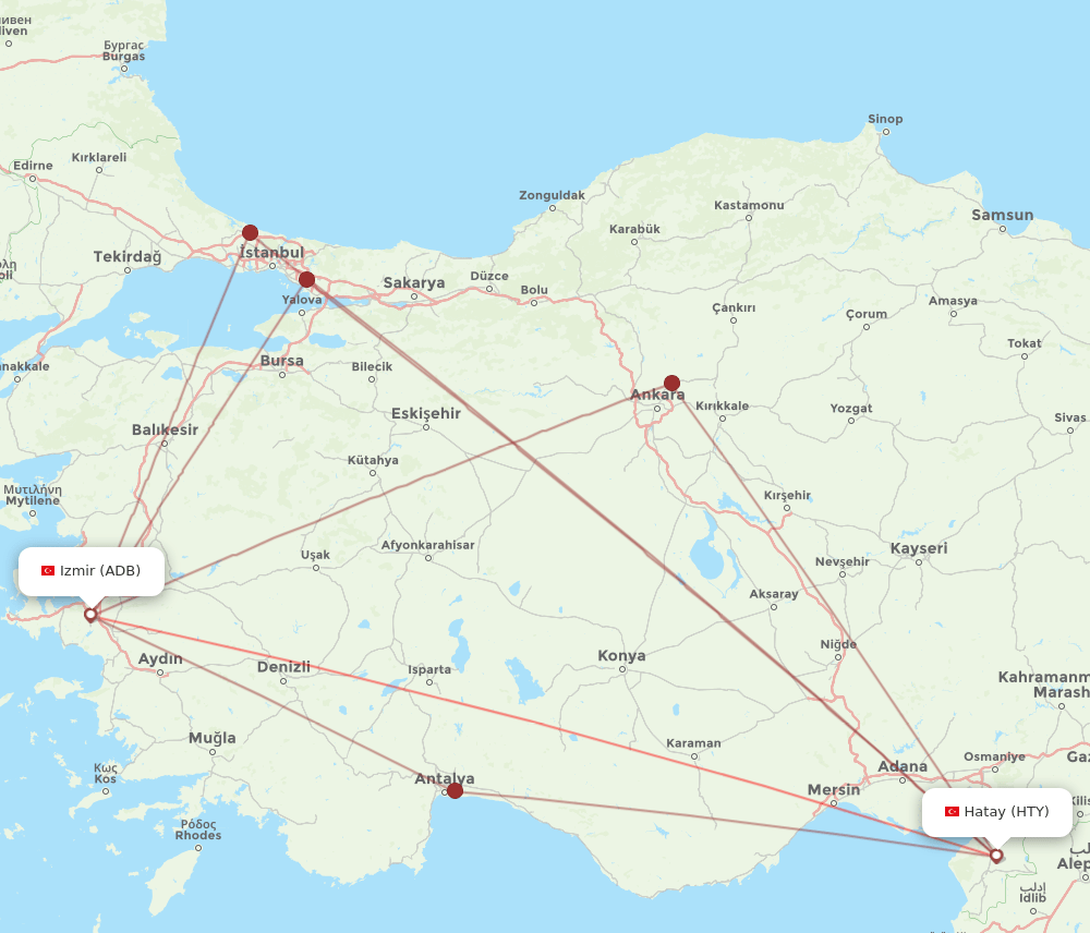 ADB-HTY flight routes