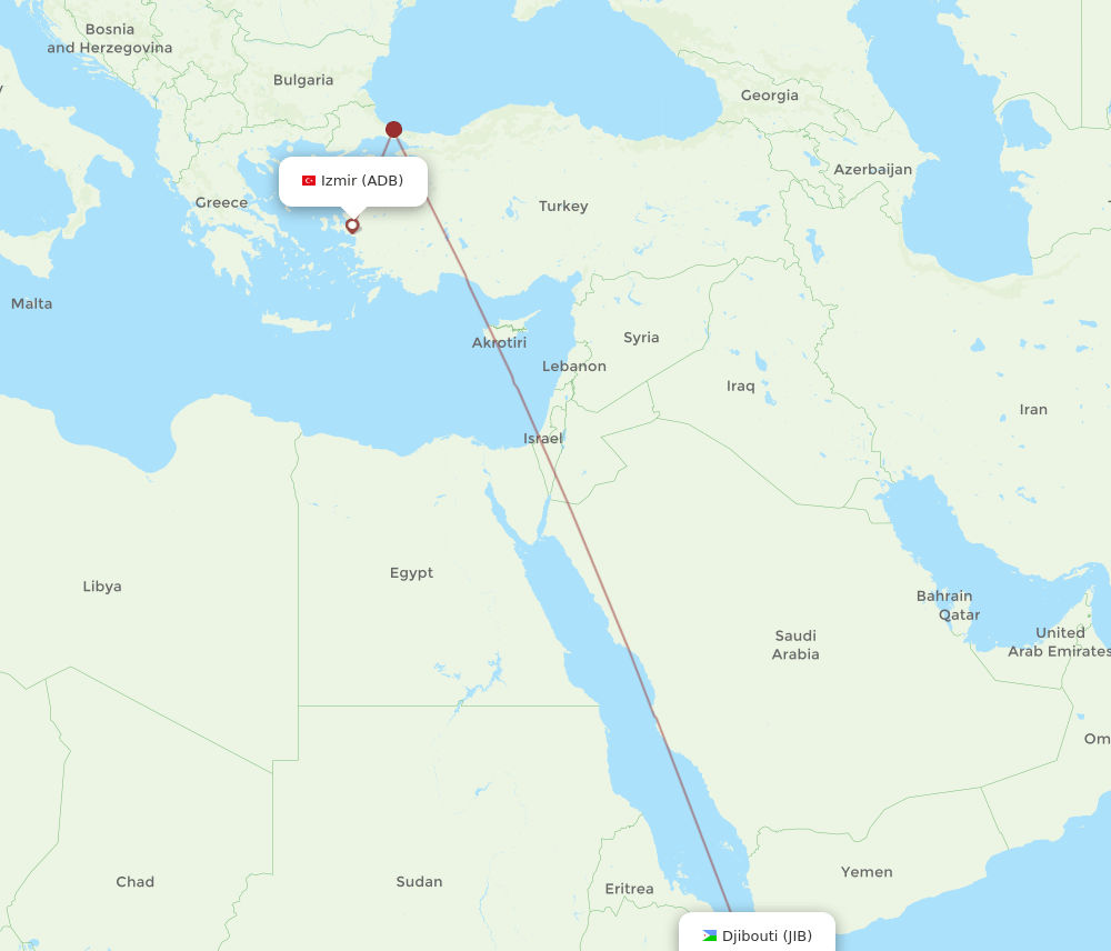 ADB to JIB flights and routes map