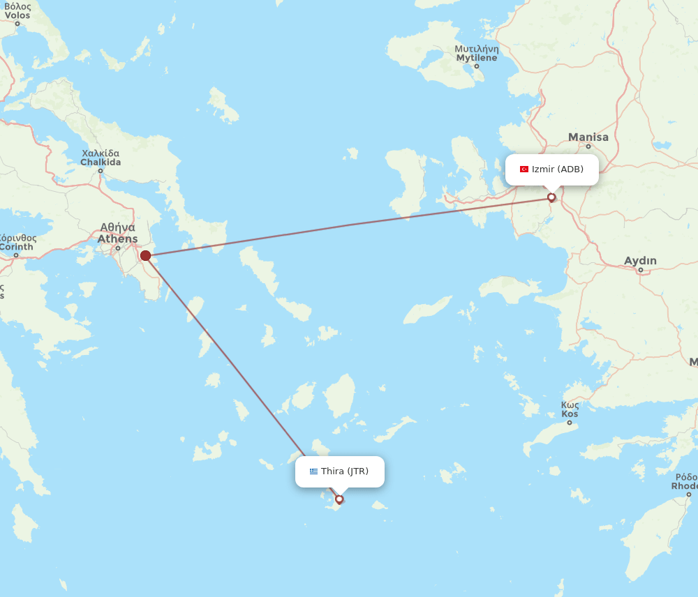 ADB-JTR flight routes