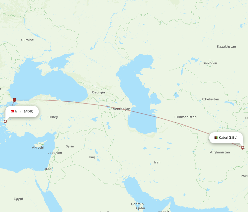 ADB-KBL flight routes