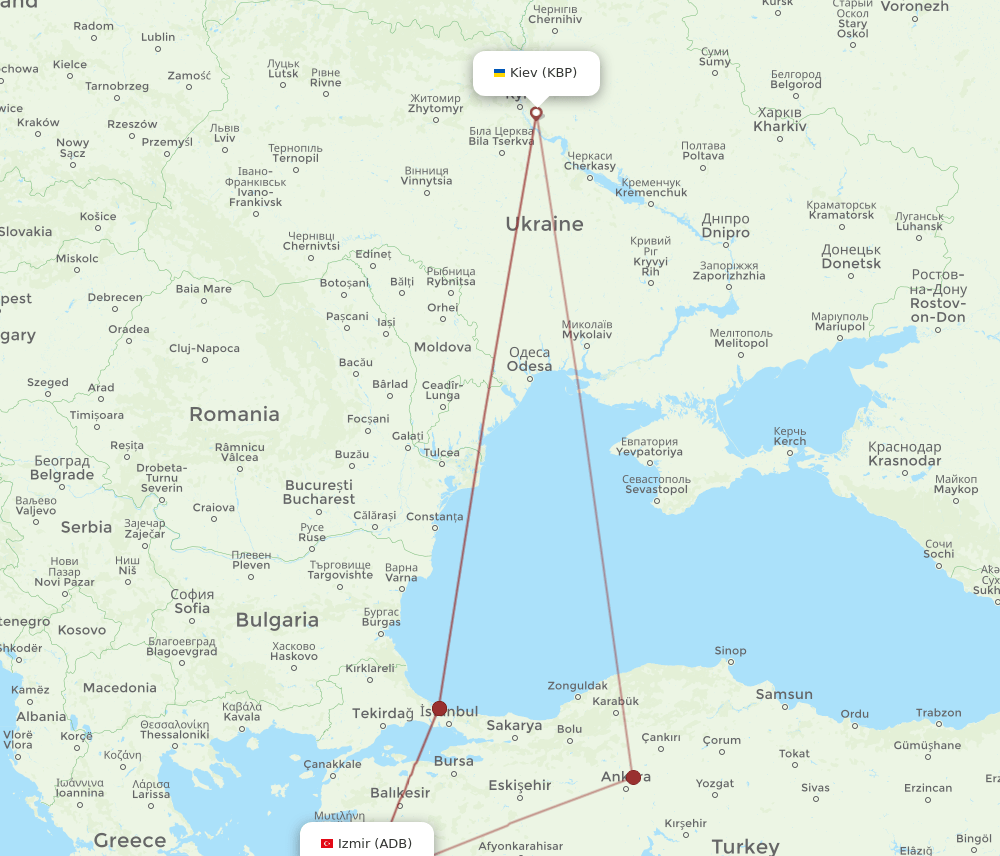 ADB to KBP flights and routes map