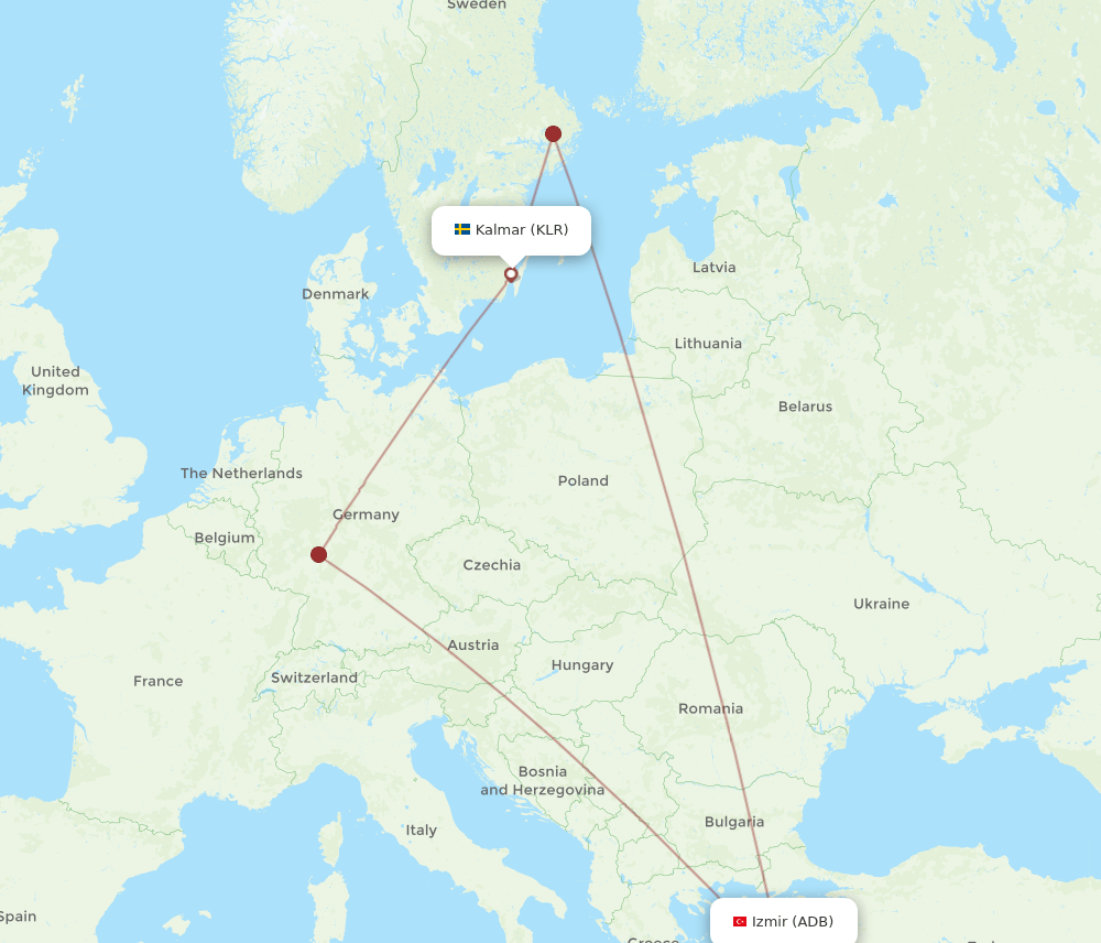 ADB-KLR flight routes