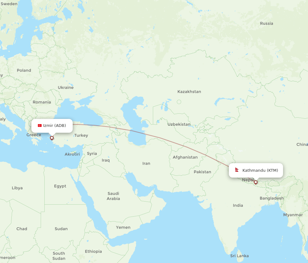 ADB-KTM flight routes
