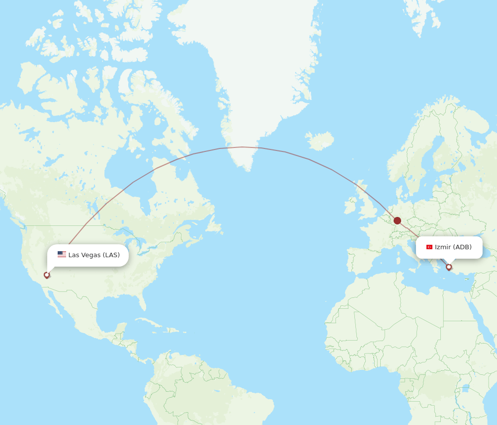 ADB-LAS flight routes