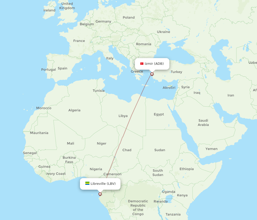 ADB-LBV flight routes