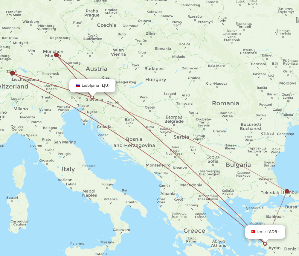 ADB-LJU flight routes