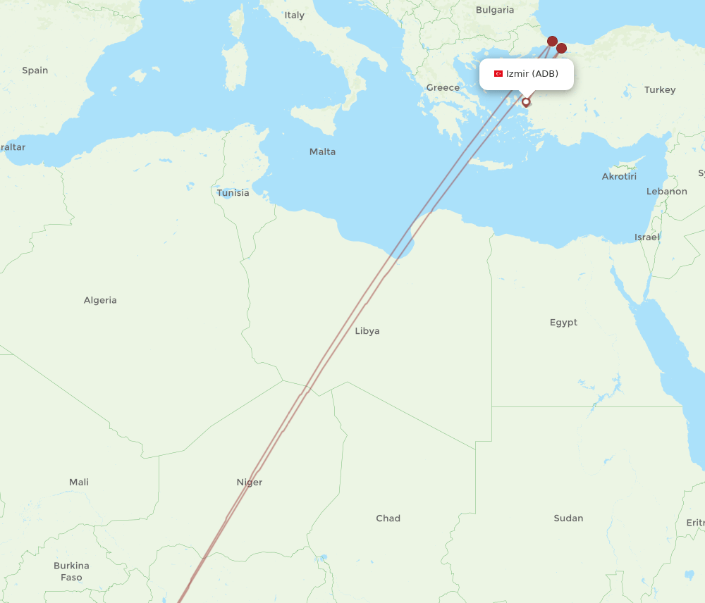 ADB-LOS flight routes
